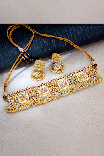 Fancy Square Chokar Necklace Set for women and girls.