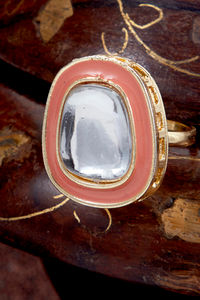 Buy Sukkhi Antique Kundan Gold Plated Meenakari Ring for Women