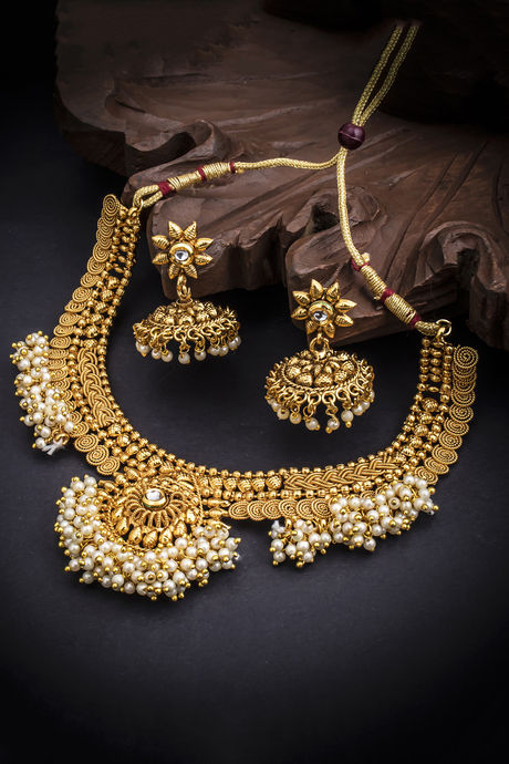 Gold Plated Choker Necklace Set for Women