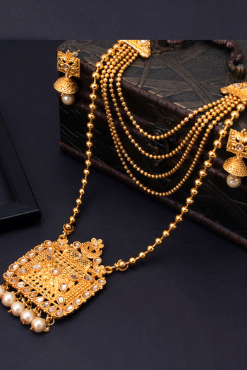 Modern 3 String Gold Plated Necklace Set For Women - Zakarto