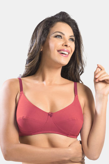 Buy Sonari Afreen Double Layered Non-Wired 3/4Th Coverage T-Shirt Bra -  Tomato at Rs.410 online