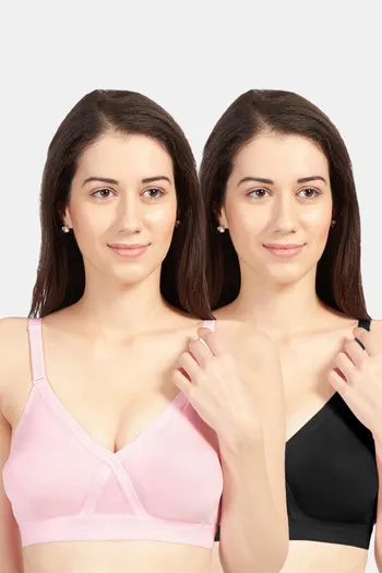 Buy Sonari Britney Double Layered Non-Wired 3/4Th Coverage T-Shirt Bra  (Pack of 2) - Pink Black at Rs.1050 online