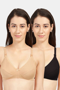 Buy Sonari Tinycare women;s maternity bra pack of 2 -Nude black