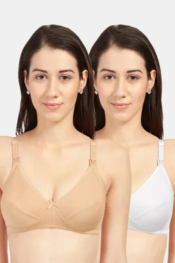 Buy Sonari Double Layered Non-Wired 3/4Th Coverage Maternity / Nursing Bra  (Pack of 2) - Nude White at Rs.850 online