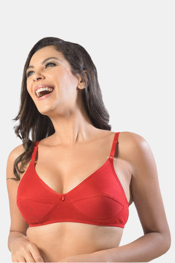 Sonari Kesarnx Double Layered Non-Wired 3/4Th Coverage T-Shirt Bra (Pack of  2) - Red Black