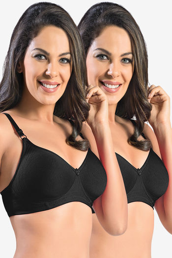 Buy Sonari Double Layered Non-Wired Medium Coverage T-Shirt Bra (Pack of 2)  - Black Npink at Rs.1198 online