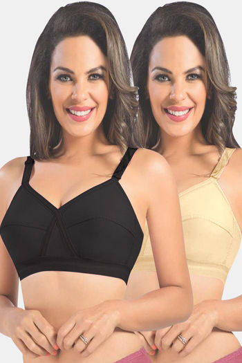 Buy Sonari Kirtika Single Layered Non Wired Medium Coverage Super Support  Bra (Pack of 2) - Assorted at Rs.880 online