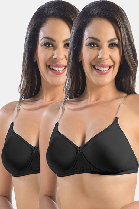 Buy Sonari Backless Padded Non Wired Medium Coverage T-Shirt Bra (Pack of  2) - Black at Rs.1198 online