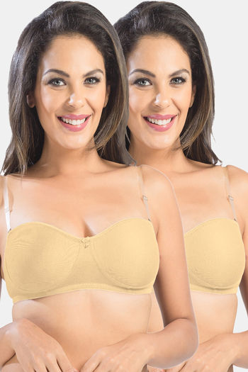 Buy Sonari Double Layered Non Wired Medium Coverage Strapless Bra (Pack of 2) - Skin
