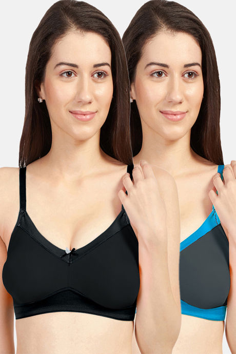 Buy Sonari Maximo Double Layered Non Wired 3/4th Coverage T-Shirt Bra (Pack  of 2) - Assorted at Rs.960 online