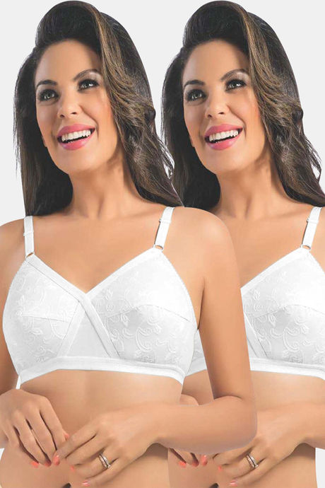 Buy Sonari Unique Double Layered Non Wired Full Coverage Super Support Bra  (Pack of 2) - White at Rs.950 online