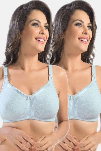 Buy Sonari Zoya Double Layered Non Wired Full Coverage Super Support Bra  (Pack of 2) - Blue at Rs.1120 online