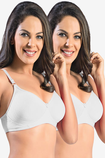 Sonari Double Layered Non-Wired Medium Coverage T-Shirt Bra (Pack of 2) -  Mbrown White