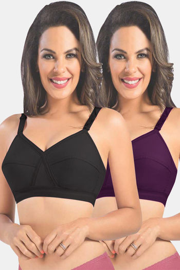 Buy Sonari Kirtika Single Layered Non Wired Medium Coverage Super Support  Bra (Pack of 2) - Assorted at Rs.880 online