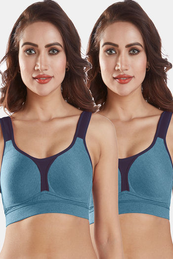 Buy Sonari Supremo Padded Non Wired 3/4th Coverage Super Support Bra (Pack  of 2) - Blue at Rs.1770 online