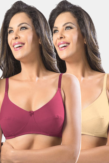 Sonari Afreen Double Layered Non Wired Medium Coverage Super Support Bra  (Pack of 2) - Assorted