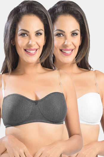 Sonari Double Layered Non Wired Medium Coverage Strapless Bra (Pack of 2) -  Assorted