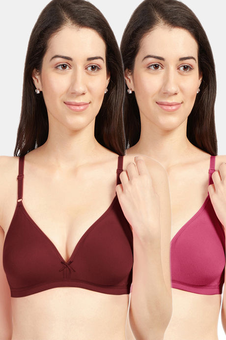 Buy Trylo Single Layered Non-Wired Full Coverage Super Support Bra - Maroon  at Rs.370 online