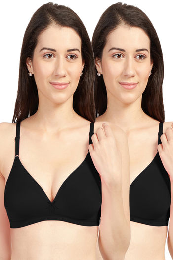 Buy Sonari Omania Double Layered Non Wired Demi Coverage Super Support Bra  (Pack of 2) - Black at Rs.690 online