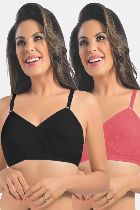 Buy Sonari Unique Double Layered Non Wired Full Coverage Super Support Bra  (Pack of 2) - Assorted at Rs.980 online