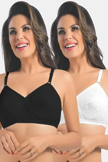 Buy Sonari Unique Double Layered Non Wired Full Coverage Super Support Bra  (Pack of 2) - Assorted at Rs.950 online