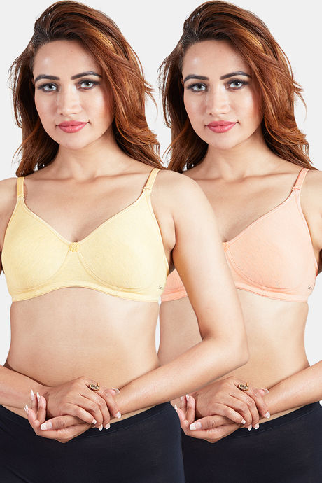 Buy Sonari Double Layered Non-Wired Medium Coverage T-Shirt Bra (Pack of 2)  - Black White at Rs.750 online