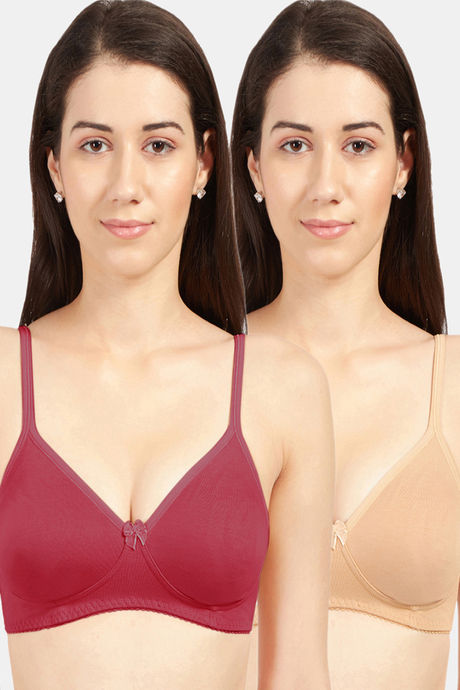 Buy Sonari Double Layered Non-Wired Medium Coverage T-Shirt Bra (Pack of 2)  - Cherry Skin at Rs.1120 online