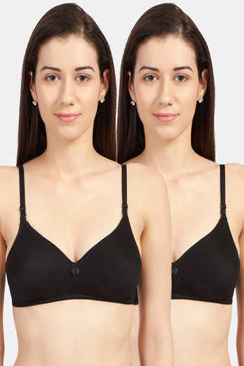 Buy Sonari Padded Non-Wired 3/4Th Coverage T-Shirt Bra (Pack of 2) - Black  Black at Rs.850 online