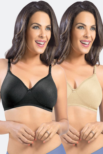 Sonari Double Layered Non-Wired Medium Coverage T-Shirt Bra (Pack of 2) -  Mblack Nude