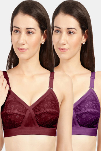 Buy Sonari Single Layered Non-Wired 3/4Th Coverage Minimiser Bra (Pack of  2) - Maroon Purple at Rs.970 online