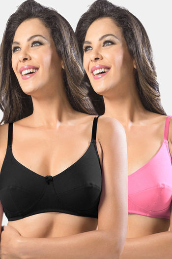 Zivame Pink Plain Full Coverage Minimiser Bra with Hook and Eye Closure