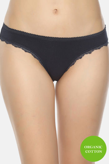 Soul Space Organic Cotton Mid Rise Hipster Panty - Navy Blue