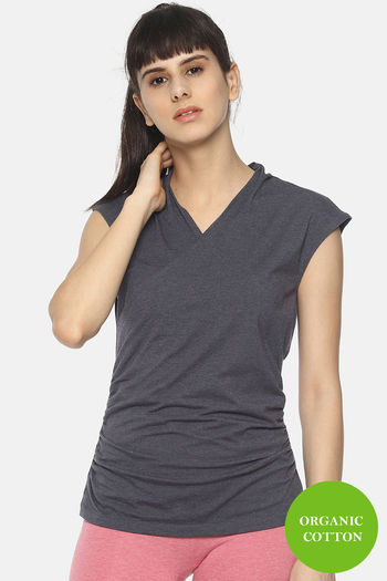 Buy Soul Space Organic Cotton Hugged Fit Wrap Top - Navy Blue
