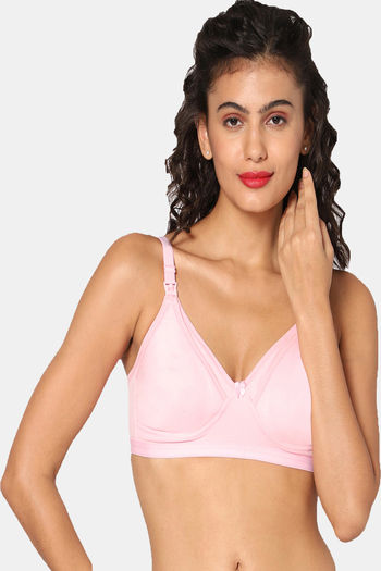 Solid Lightly Padded Maternity Bra with Hook and Eye Closure