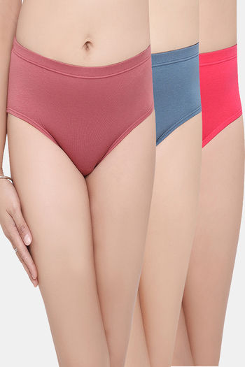 Buy Amante Solid Three Forth Coverage High Rise Full Brief Panties  Multi-Color (Pack of 3) Online