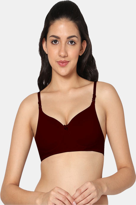 Buy Enamor Women Maroon Non Padded Non Wired Full Support Lift Up