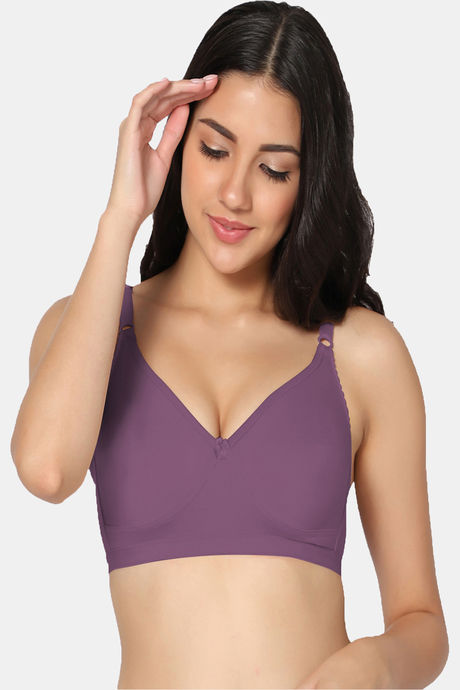 Buy Rosaline Everyday Double Layered Non Wired Medium Coverage T-Shirt Bra  With Transparent Straps - Baltic at Rs.210 online