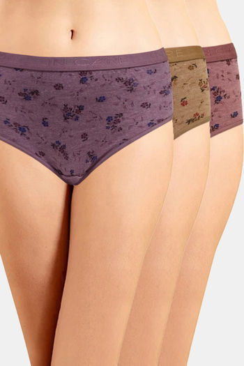 Solid High Rise Assorted Full Brief Panties (Pack of 2 Colors & Prints
