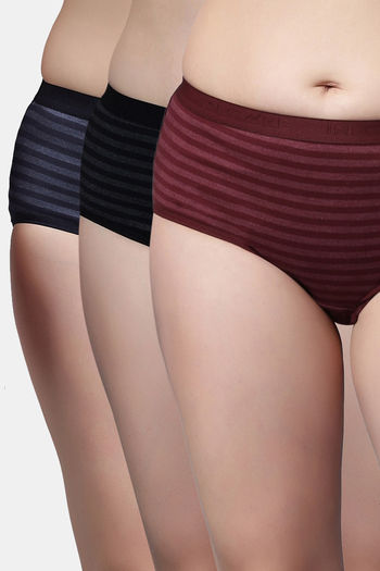 Buy Incare High Rise Full Coverage Hipster Panty (Pack of 3) - Multicolor