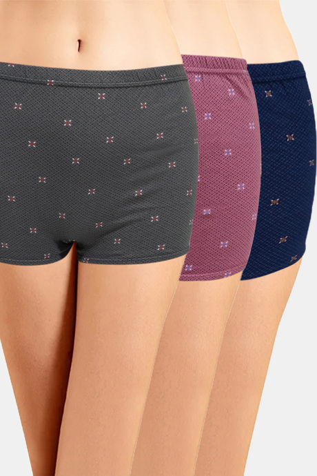Incare High Rise Full Coverage Boyshort (Pack of 3) - Multicolor