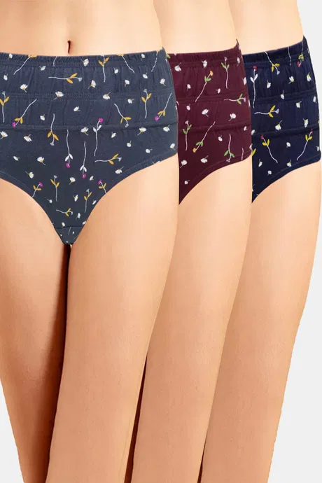 Incare High Rise Full Coverage Hipster Panty (Pack of 3) - Multicolor