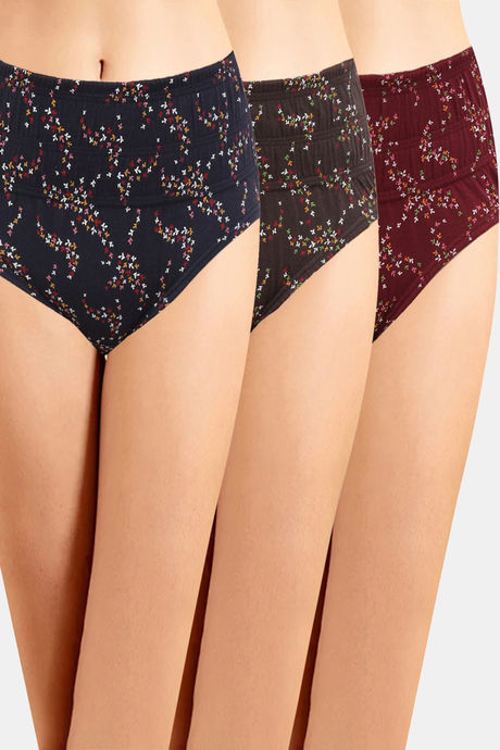 Incare High Rise Full Coverage Hipster Panty (Pack of 3) - Multicolor
