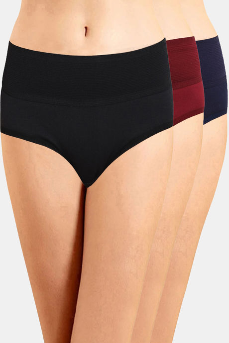 Incare High Rise Full Coverage Hipster Panty (Pack of 3) - Multicolor