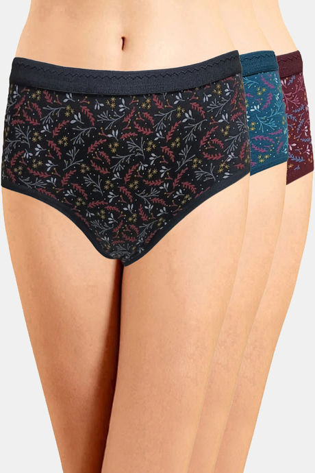 Incare High Rise Full Coverage Hipster Panty (Pack of 3) - Multicolor