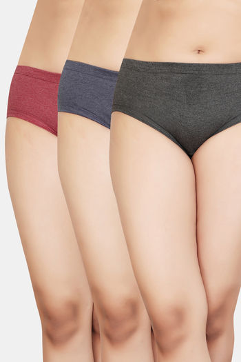 Buy Incare Medium Rise Full Coverage Hipster Panty (Pack Of 3) - Multicolor