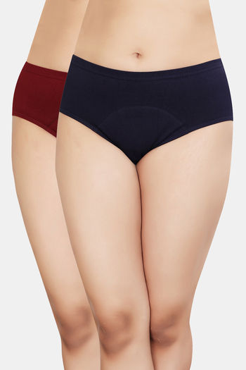 Buy Incare High Rise Full Coverage No Stain Leak Proof Period Panty (Pack Of 2) - Multicolor