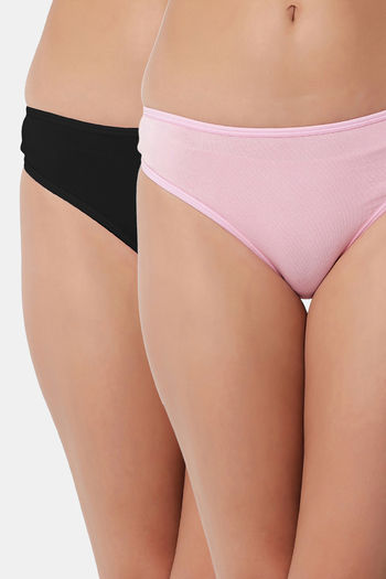 Buy Bleeding Heart Low Rise Zero Coverage Thong (Pack of 2) - Black Pink