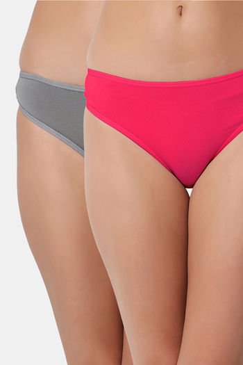 Buy Bleeding Heart Low Rise Zero Coverage Thong (Pack of 2) - Magenta Grey