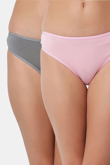 Buy Bleeding Heart Low Rise Zero Coverage Thong (Pack of 2) - Grey Pink