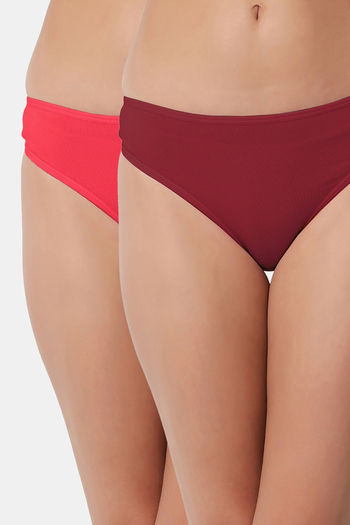 Buy Bleeding Heart Low Rise Zero Coverage Thong (Pack of 2) - Coral Maroon